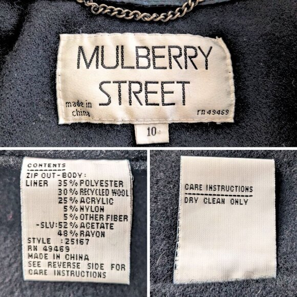 Vintage 80s MULBERRY STREET Iridescent Nylon Printed Trench Coat Zip Liner Sz 10 - Picture 3 of 9